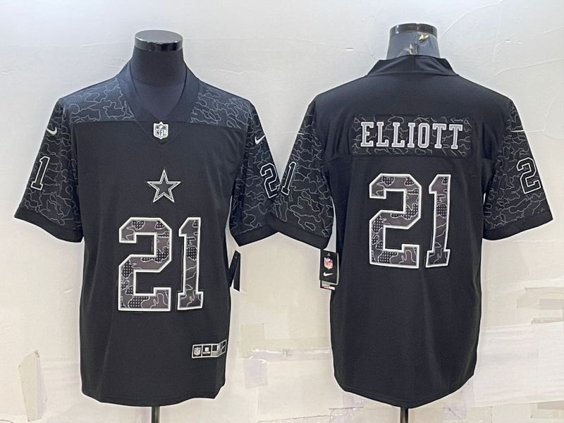 Men Dallas Cowboys #21 Elliott Black Reflector 2022 Nike Limited NFL Jersey